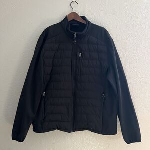 32 Degrees Men’s XL Black Mixed Media Puffer Jacket Zip Up Poly Fill